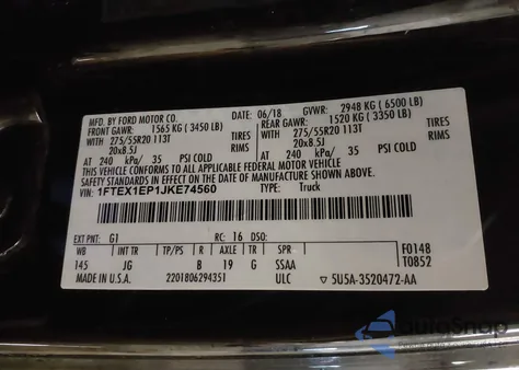 2018 Ford F-150 Xl from USA, damaged, VIN 1FTEX1EP1JKE74560